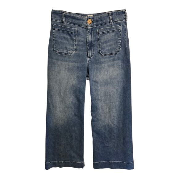 Maeve The Colette Wide Leg Cropped Jeans Womens Size 30 Blue High Rise Retro - Picture 1 of 12
